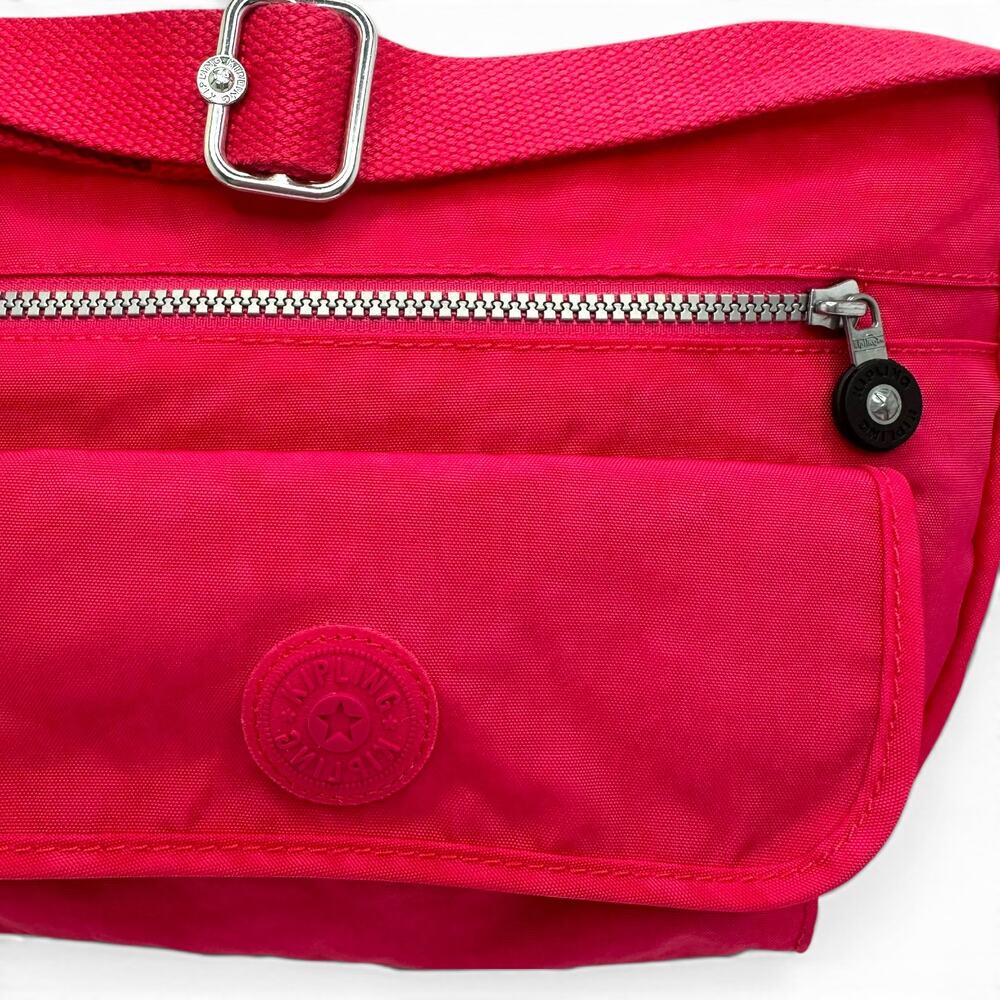 Kipling Medium Syro Canvas Crossbody Bag Hot Pink Nylon Travel Purse HB3819-688 - Picture 5 of 13